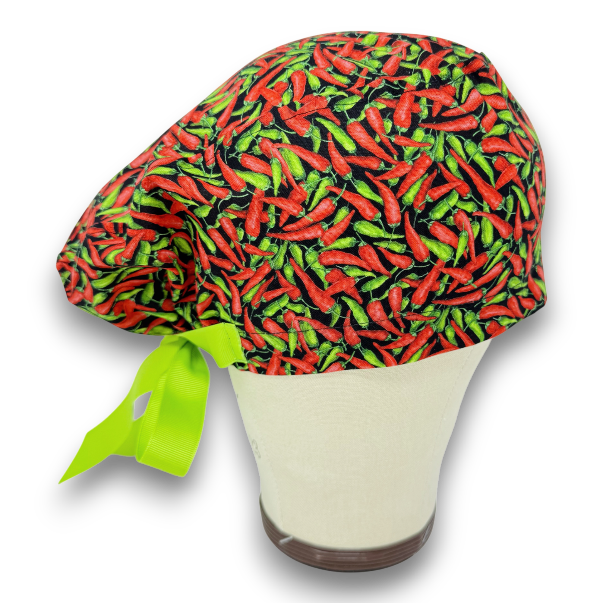Chili Euro scrub cap with ties for Women by Paradise Caps. Euro PLUS style.
