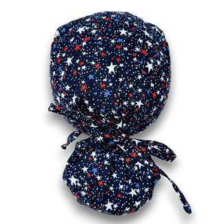 Star Ponytail scrub cap for women with satin lined option by Paradise Caps.