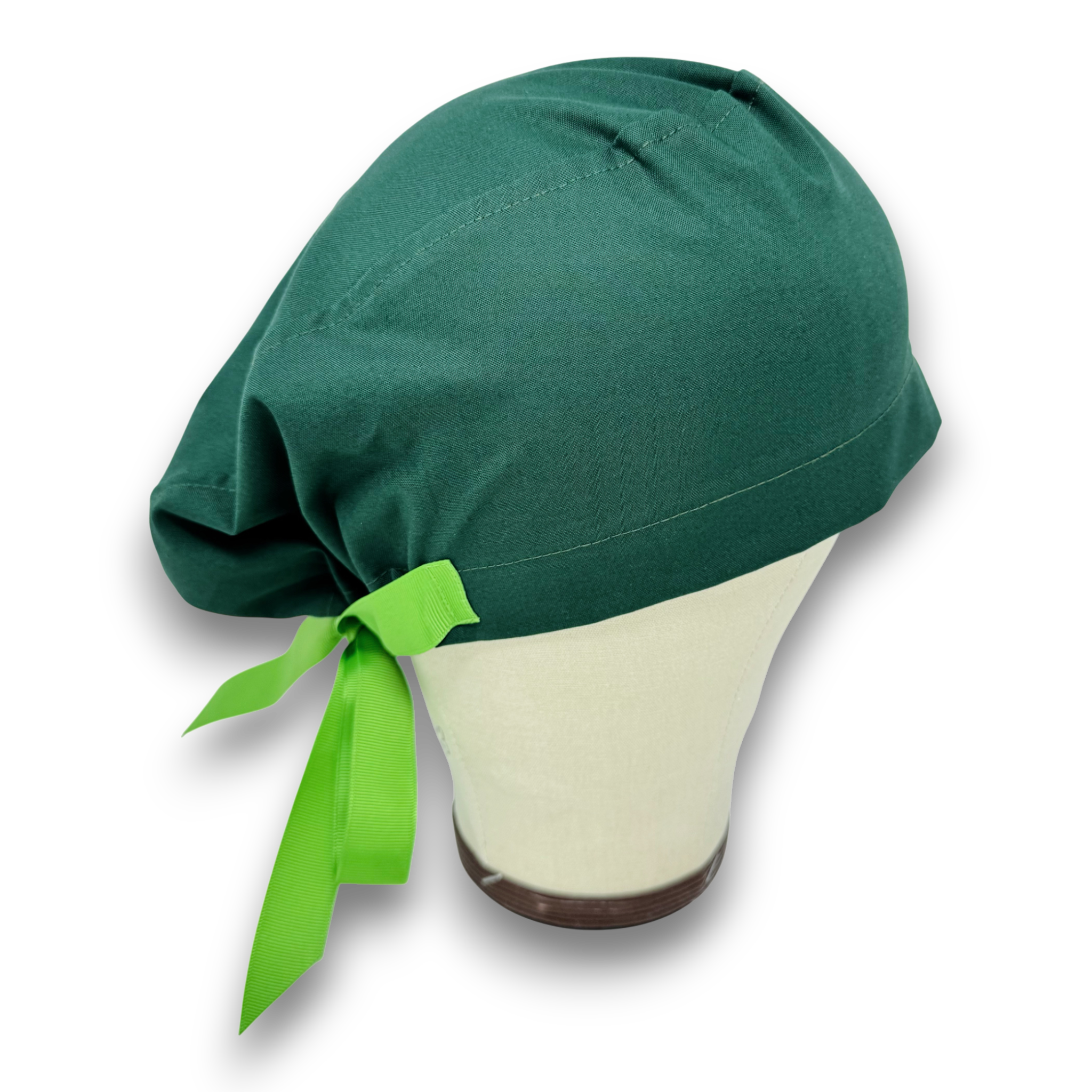 Forest green Euro scrub cap with ties for Women by Paradise Caps. Euro PLUS style.