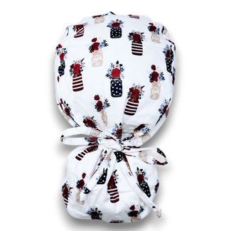 Vase Ponytail scrub cap for women with satin lined option by Paradise Caps.