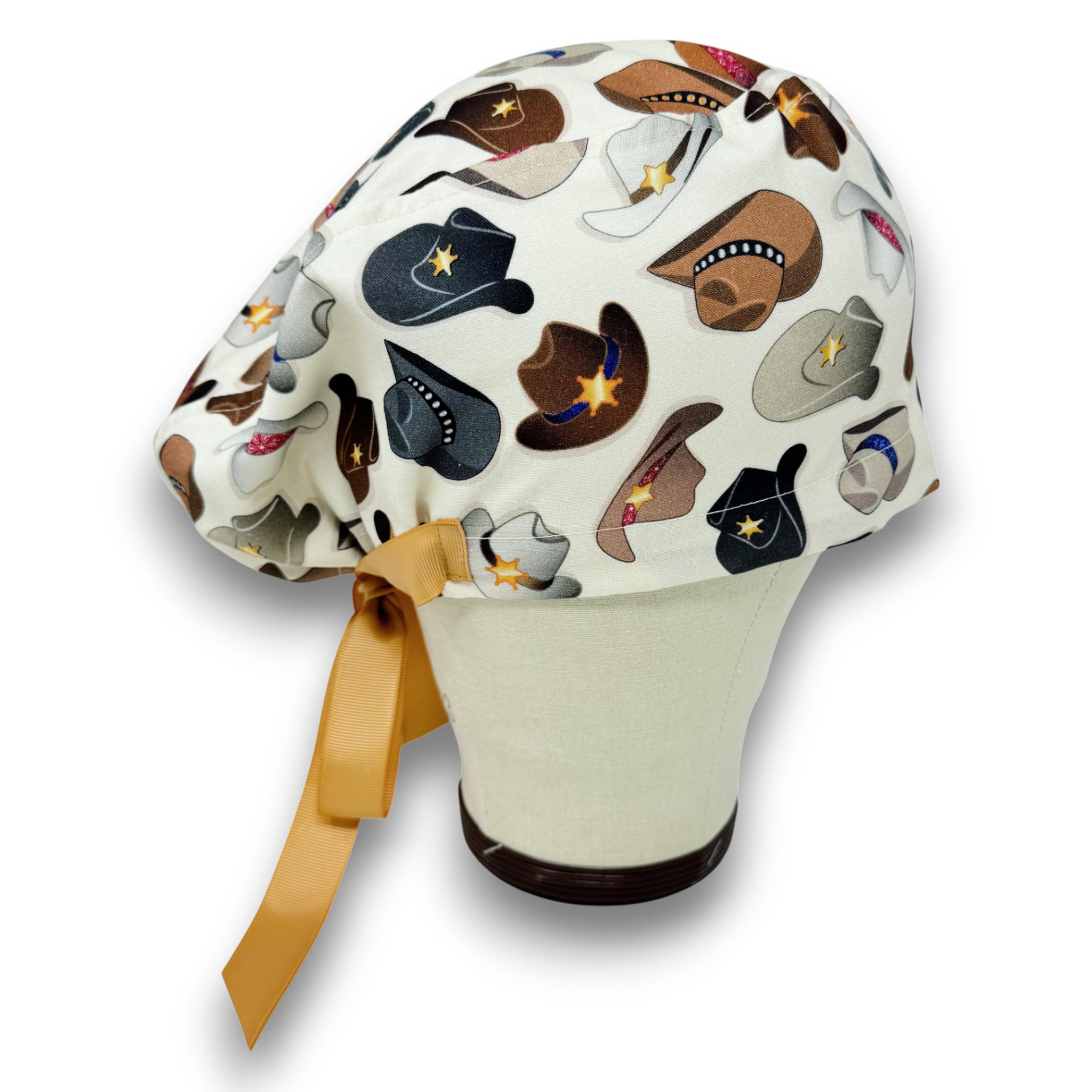 Cowboy Hats – Western Print Euro scrub cap with ties for Women by Paradise Caps. Euro PLUS style.