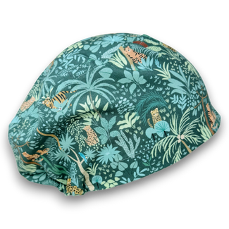 Euro scrub cap for women. Tropical Print European satin lined surgical cap by Paradise Caps.