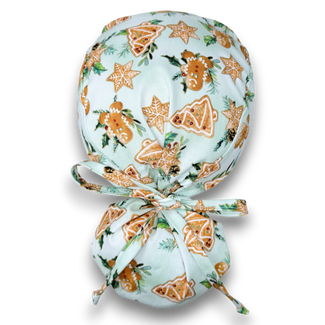 Gingerbread Ponytail scrub cap for women with satin lined option by Paradise Caps.