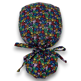 Star Ponytail scrub cap for women with satin lined option by Paradise Caps.