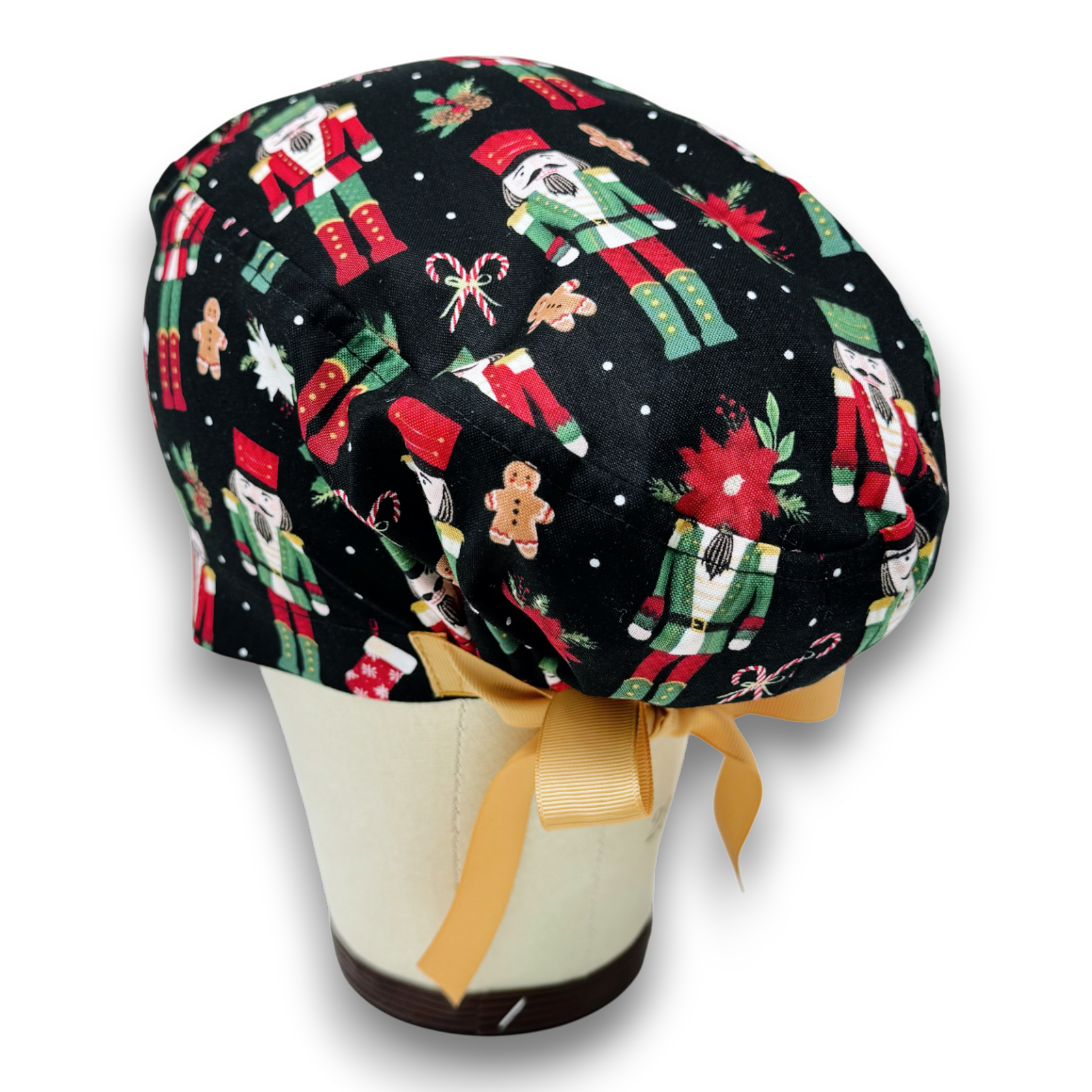 Christmas Nutcracker Euro scrub cap with ties for Women by Paradise Caps. Euro PLUS style.