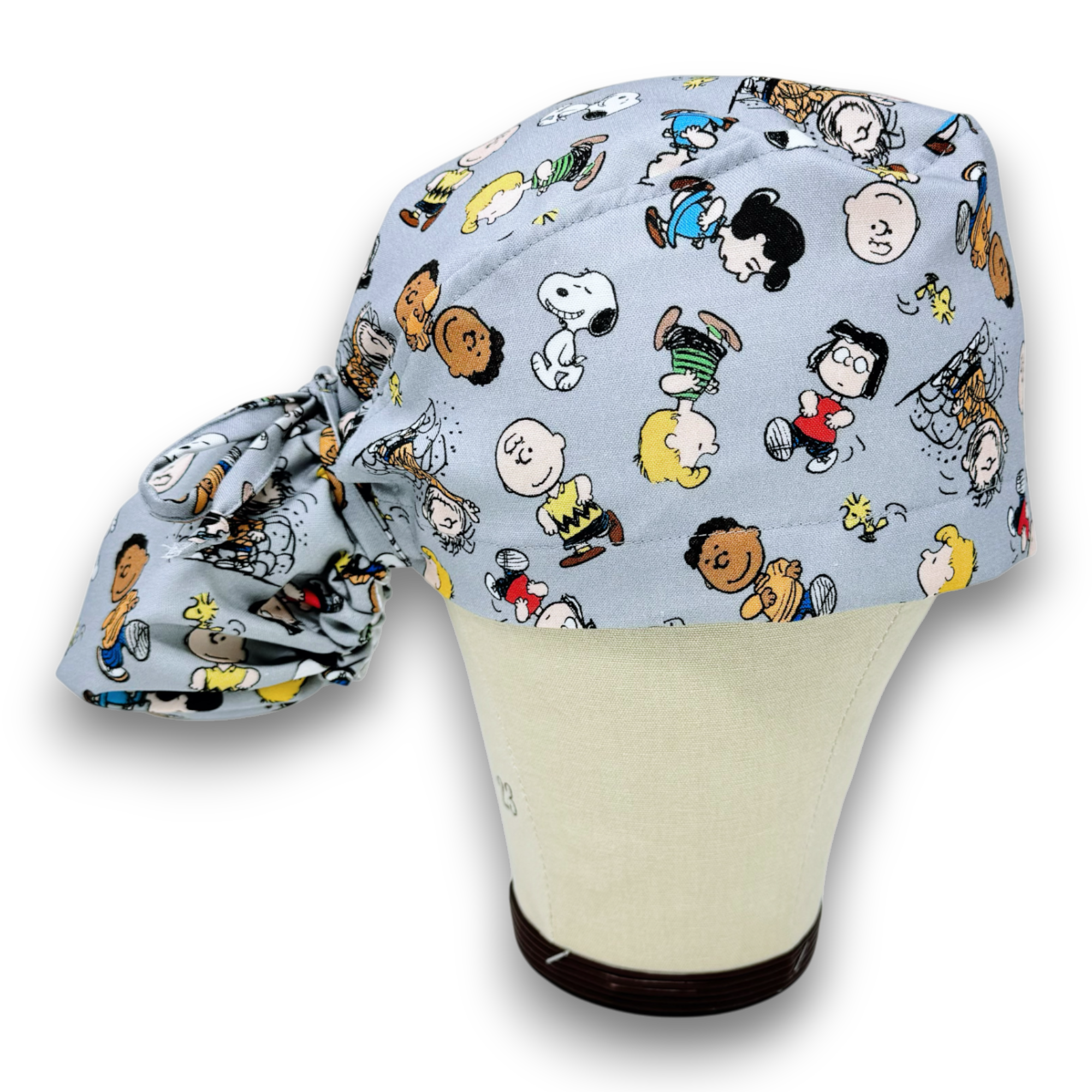 Peanuts Ponytail scrub cap for women with satin lined option by Paradise Caps.