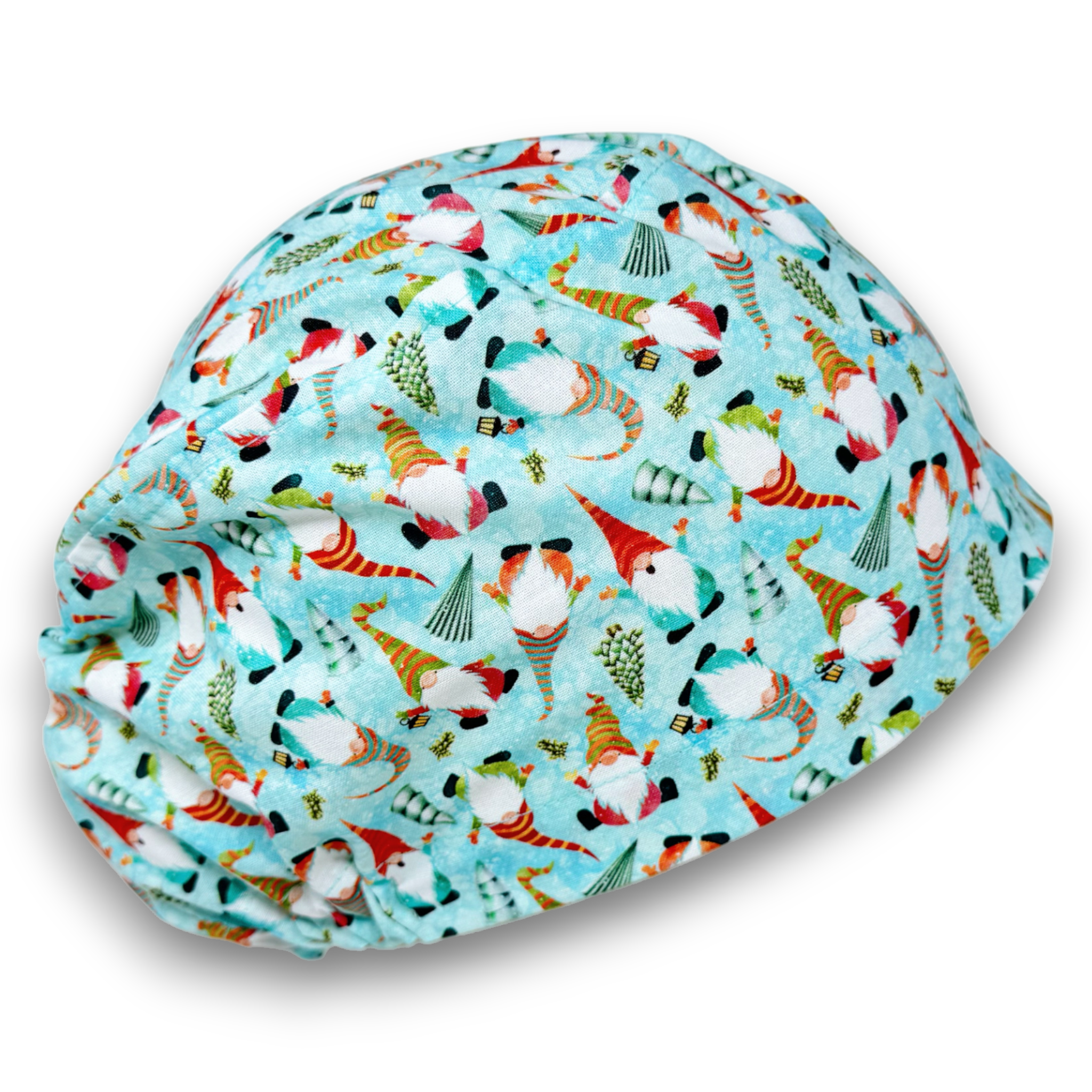 Christmas Gnome Euro Scrub Cap for Women with Satin Lined Option by Paradise Caps.