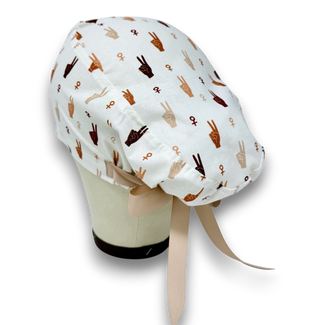 Feminine Euro scrub cap with ties for Women by Paradise Caps. Euro PLUS style.