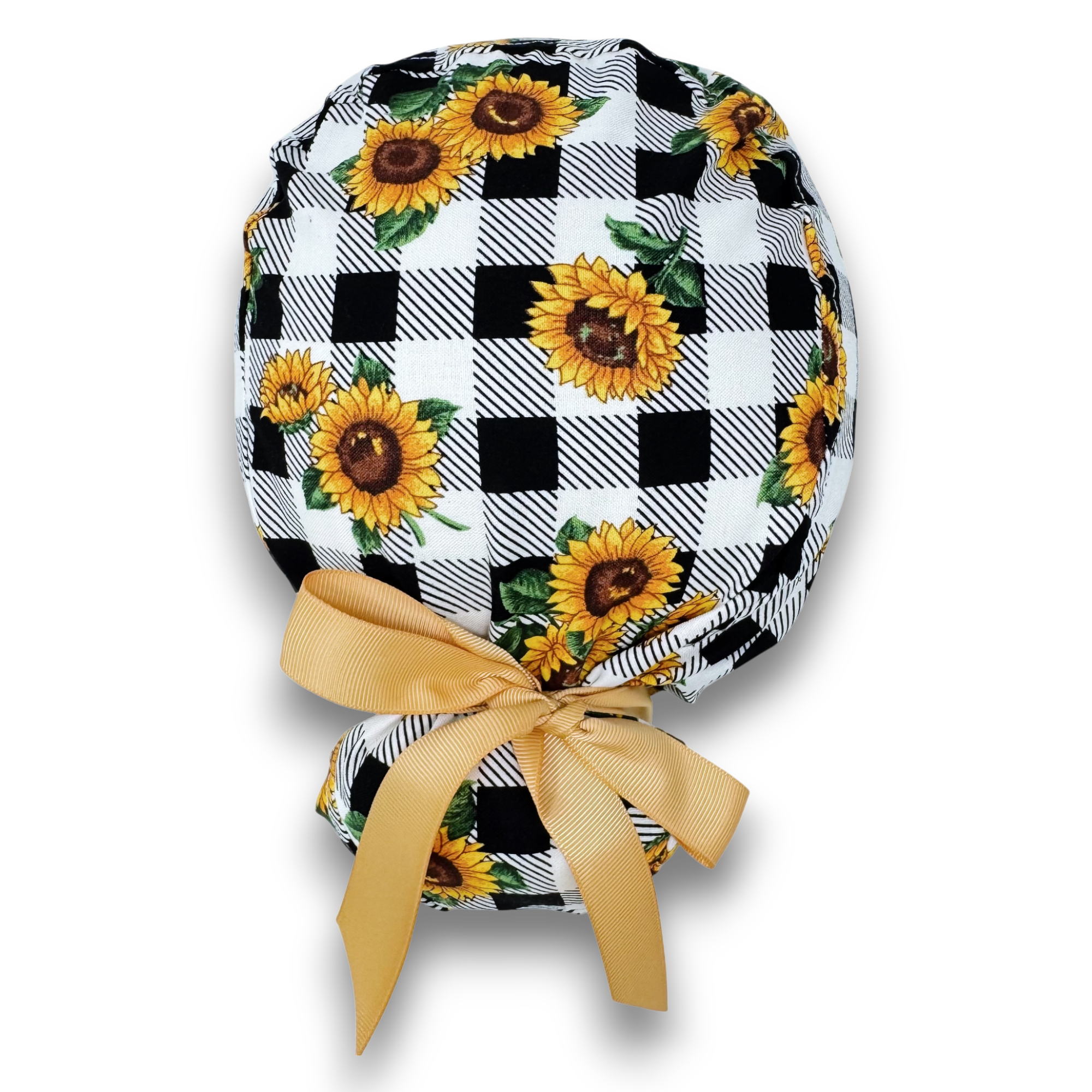 Sunflower Euro scrub cap with ties for Women by Paradise Caps. Euro PLUS style.