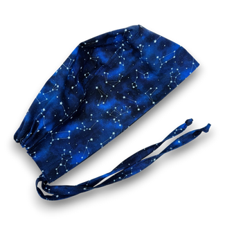 Men's surgical scrub cap. Constellation Blue tie back scrub hat by Paradise Caps.