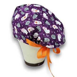 Glow Ghost Euro scrub cap with ties for Women by Paradise Caps. Euro PLUS style.