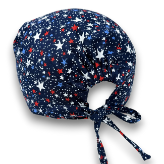 Star Skull tie-back style surgical scrub cap for men by Paradise Caps.