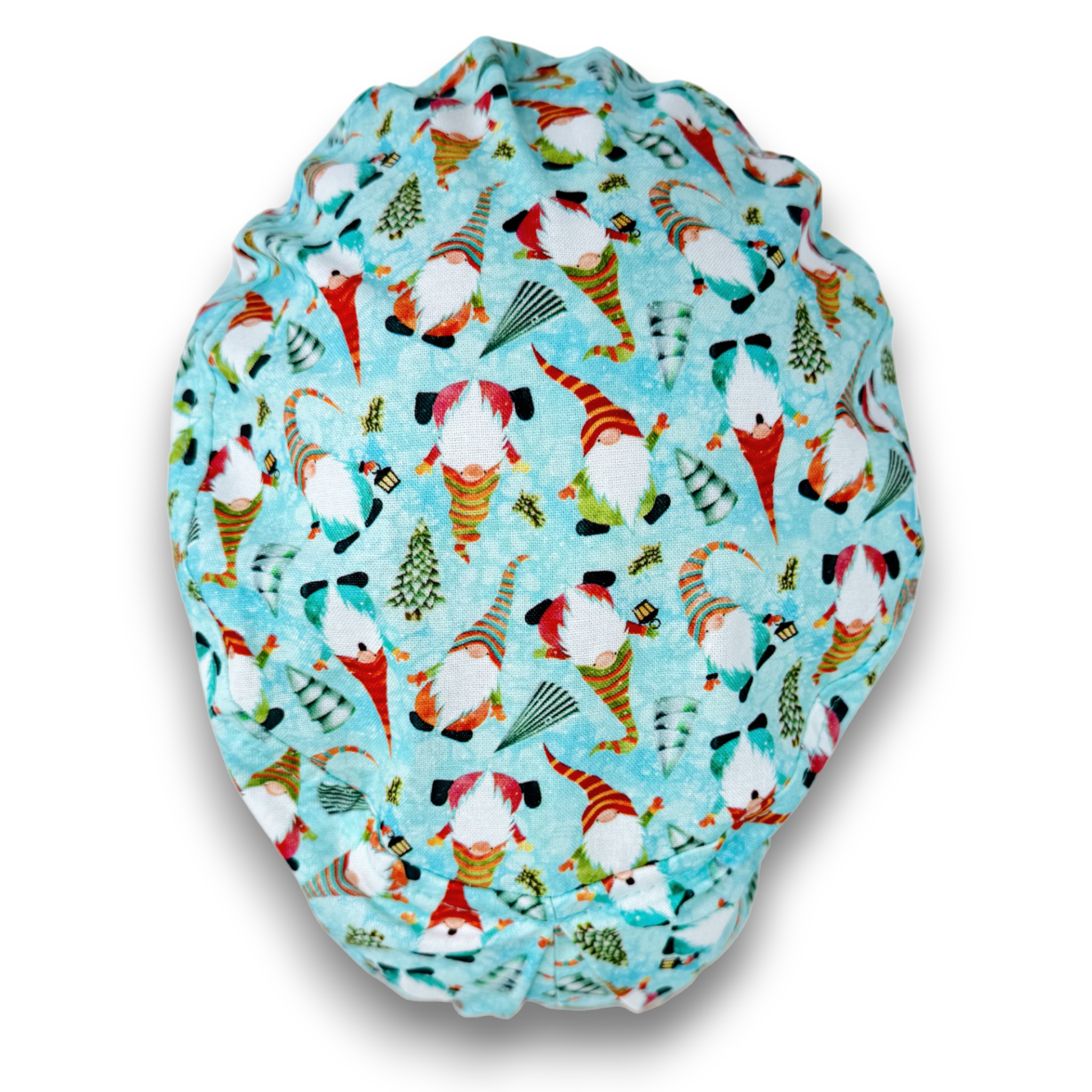 Christmas Gnome Euro Scrub Cap for Women with Satin Lined Option by Paradise Caps.