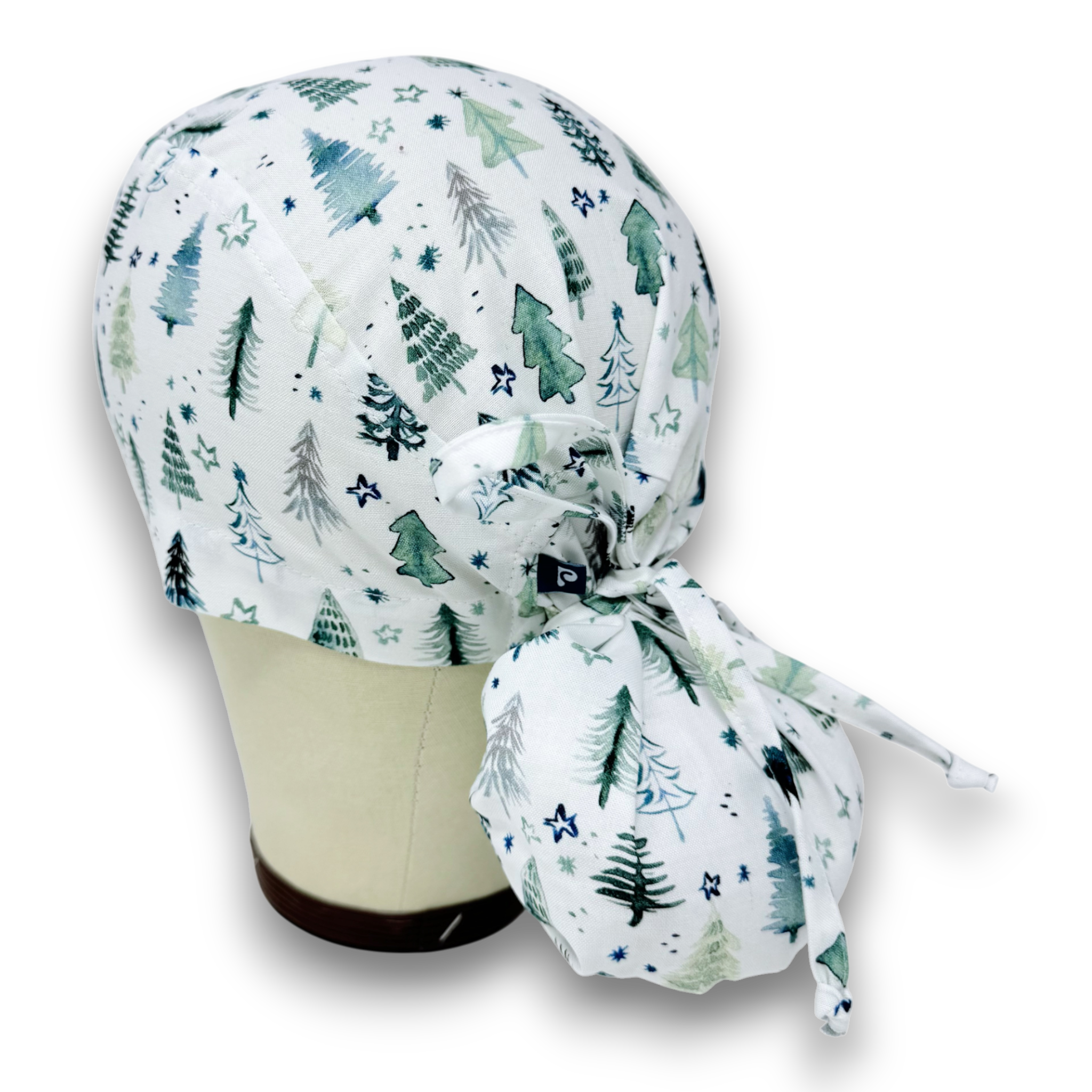 Christmas tree Ponytail scrub cap for women with satin lined option by Paradise Caps.