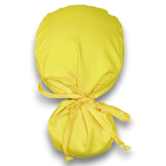 Solid yellow Ponytail scrub cap for women with satin lined option by Paradise Caps.