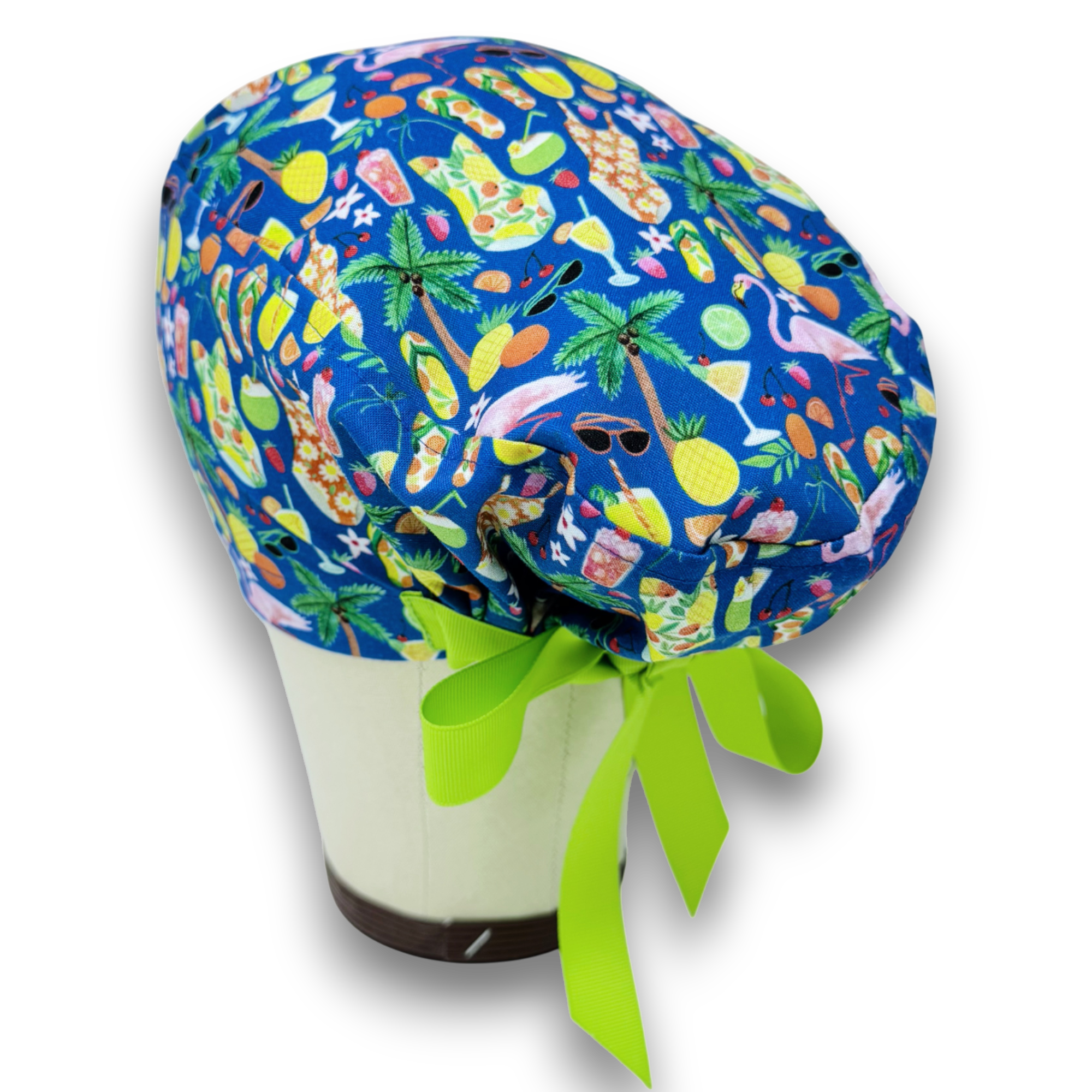 Summertime Euro scrub cap with ties for Women by Paradise Caps. Euro PLUS style.