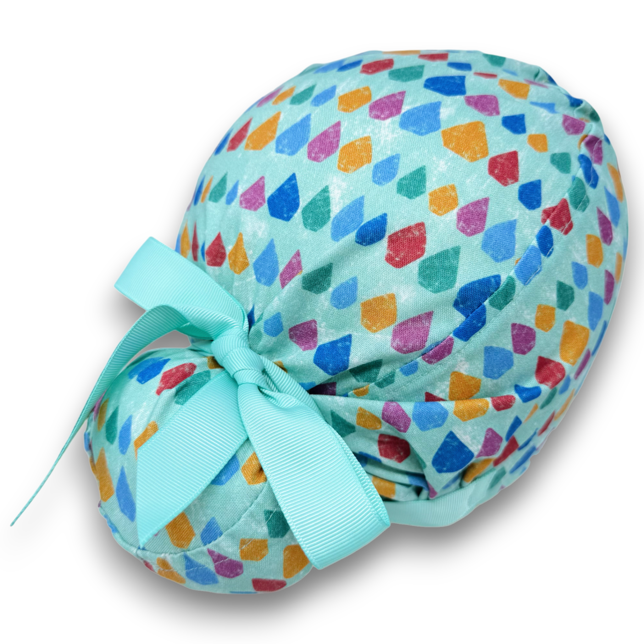 Aqua Scales Euro scrub cap with ties for Women by Paradise Caps. Euro PLUS style.