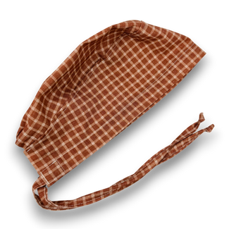 Rustic Check Men's Skull tie-back style surgical scrub cap by Paradise Caps.