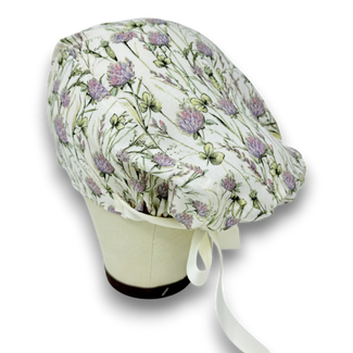 Clover Meadow Euro scrub cap with ties for Women by Paradise Caps. Euro PLUS style.