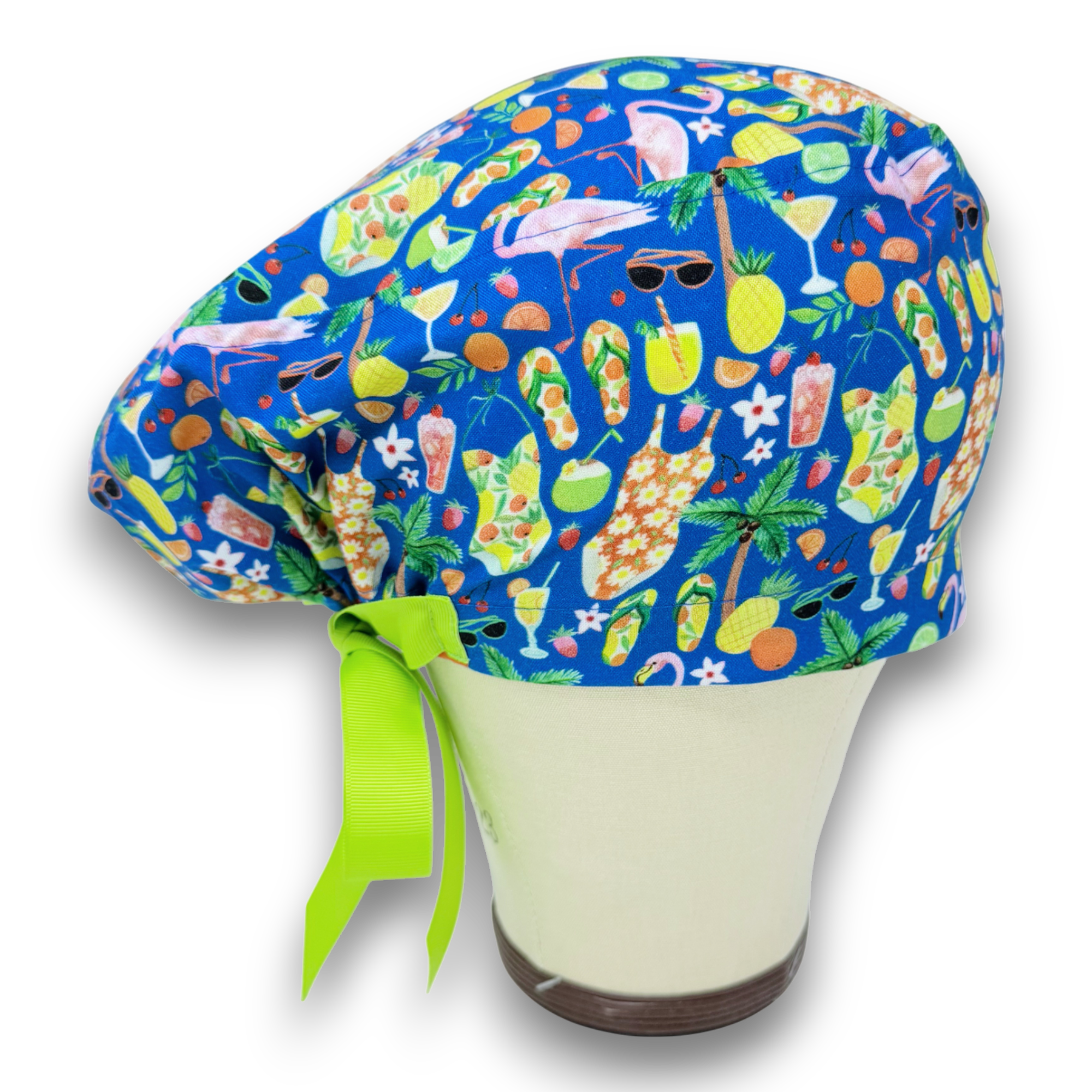 Summertime Euro scrub cap with ties for Women by Paradise Caps. Euro PLUS style.