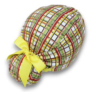 Autumn Plaid Euro scrub cap with ties for Women by Paradise Caps. Euro PLUS style.