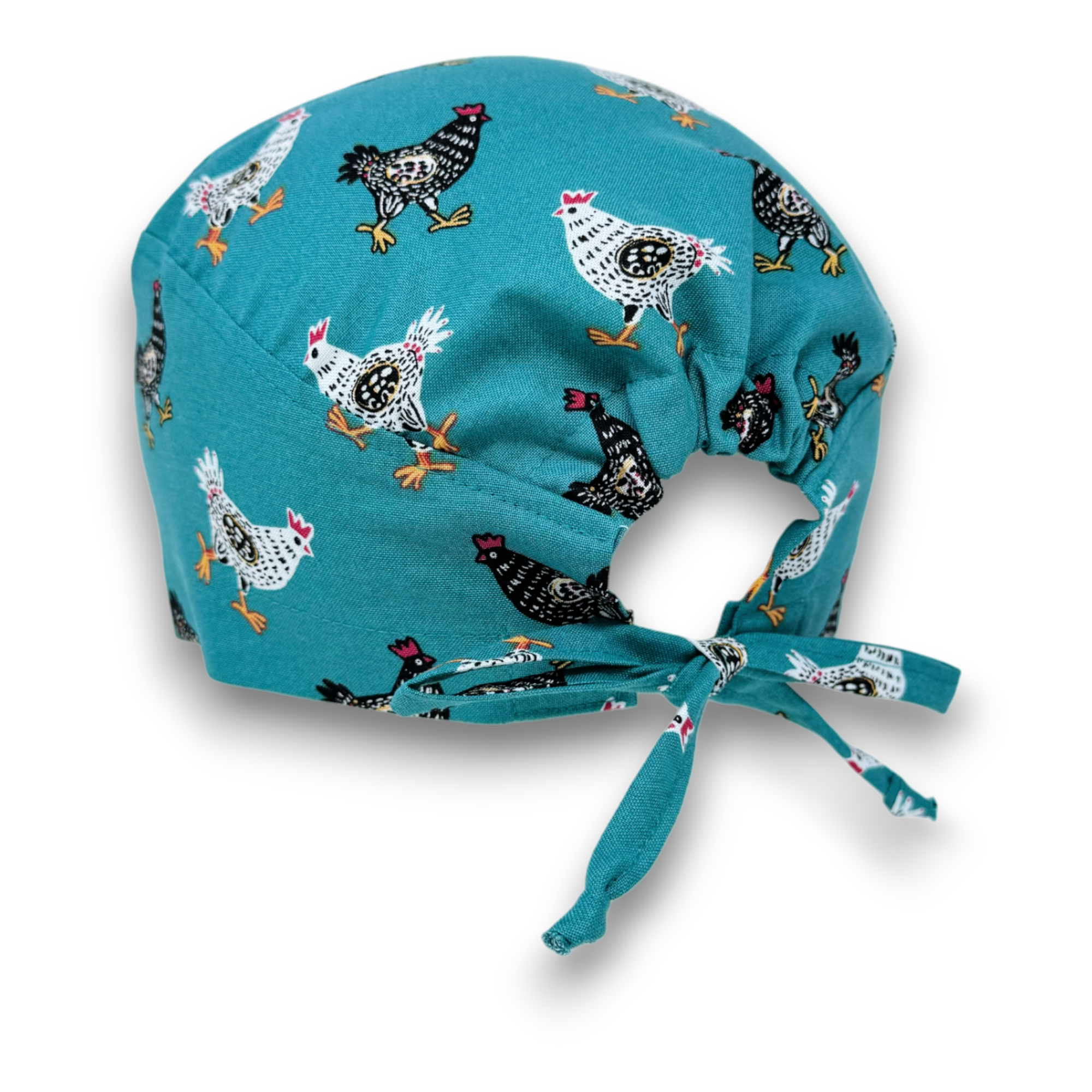 Chicken Surgical scrub cap for men. Funny tie back scrub hat by Paradise Caps.