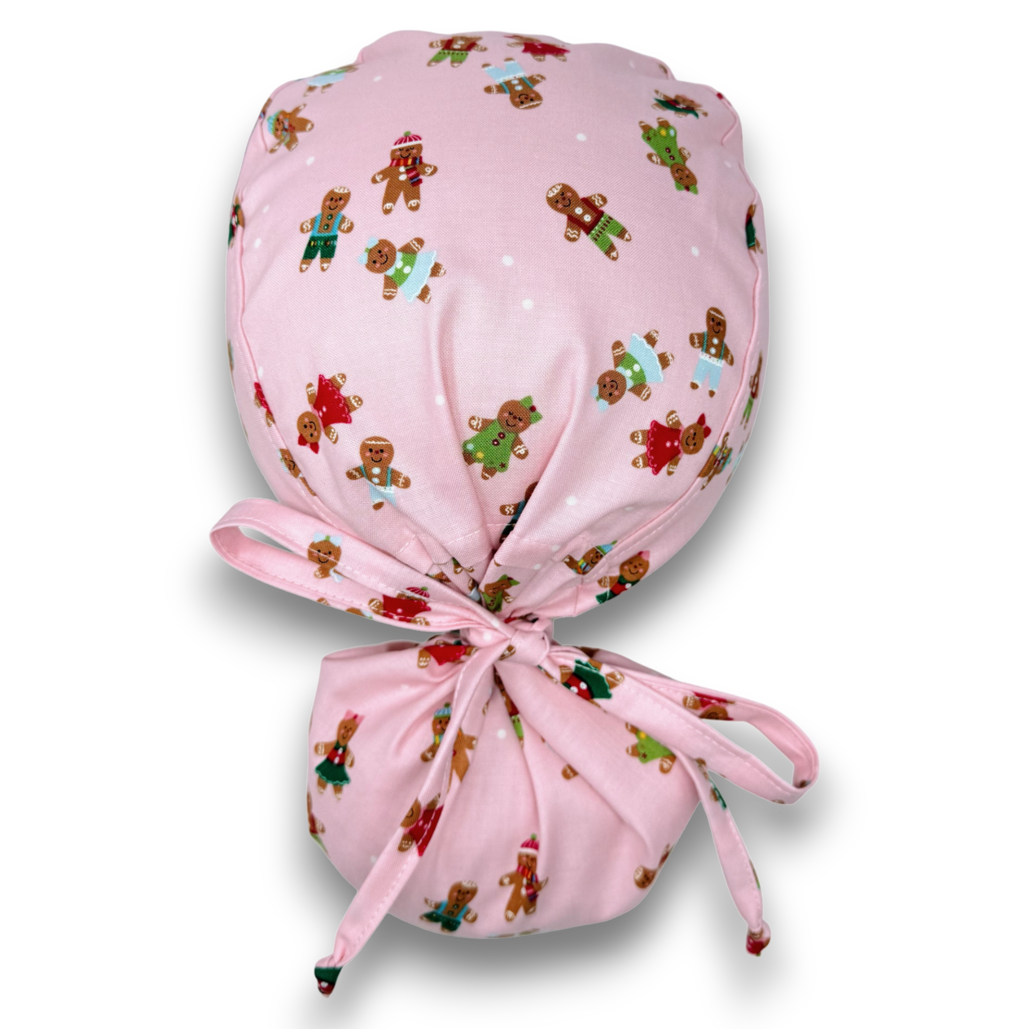 Gingerbread Ponytail scrub cap for women with satin lined option by Paradise Caps.