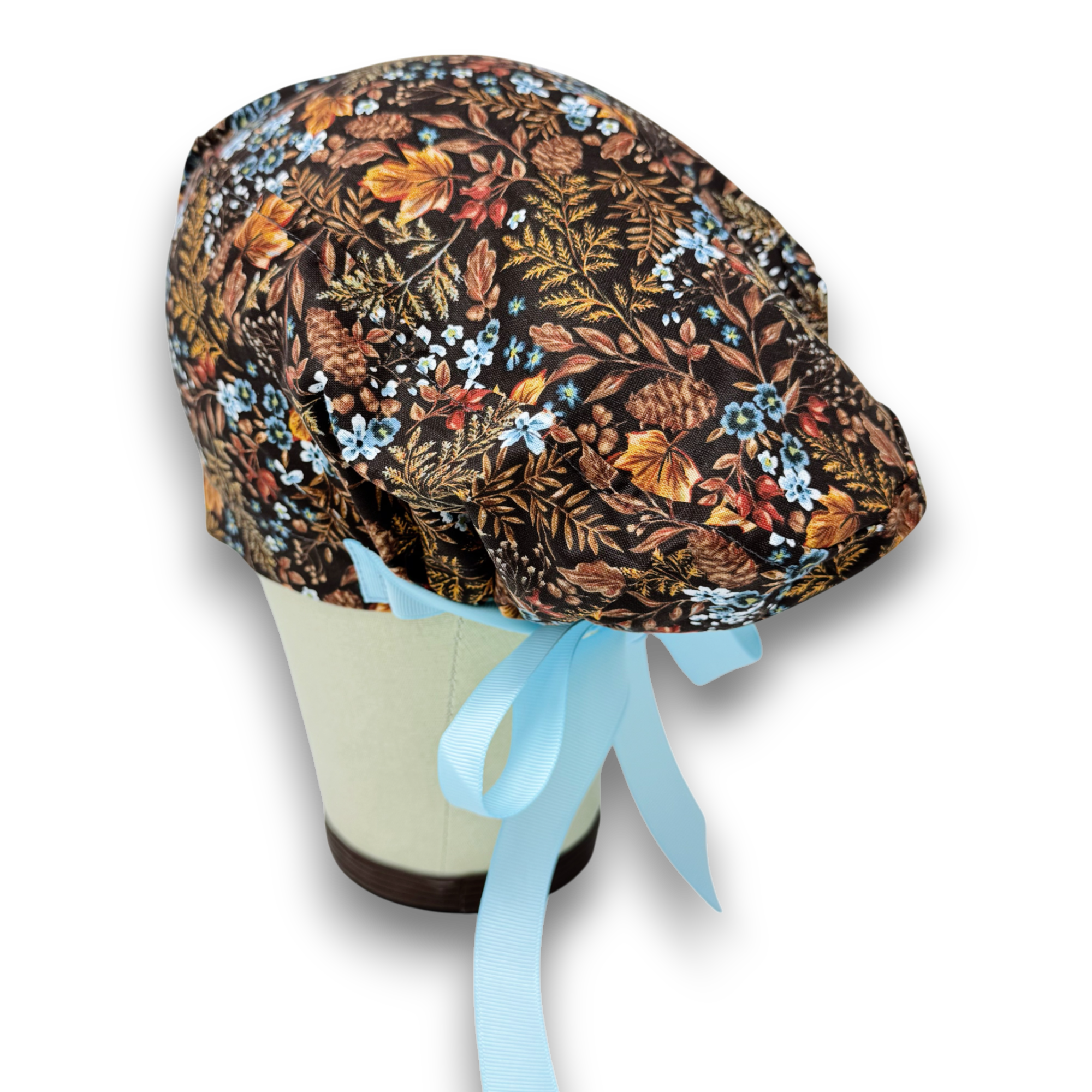 Floral Harvest Euro scrub cap with ties for Women by Paradise Caps. Euro PLUS style.