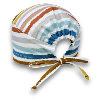 Retro Stripes Men's Skull tie-back style surgical scrub cap by Paradise Caps.