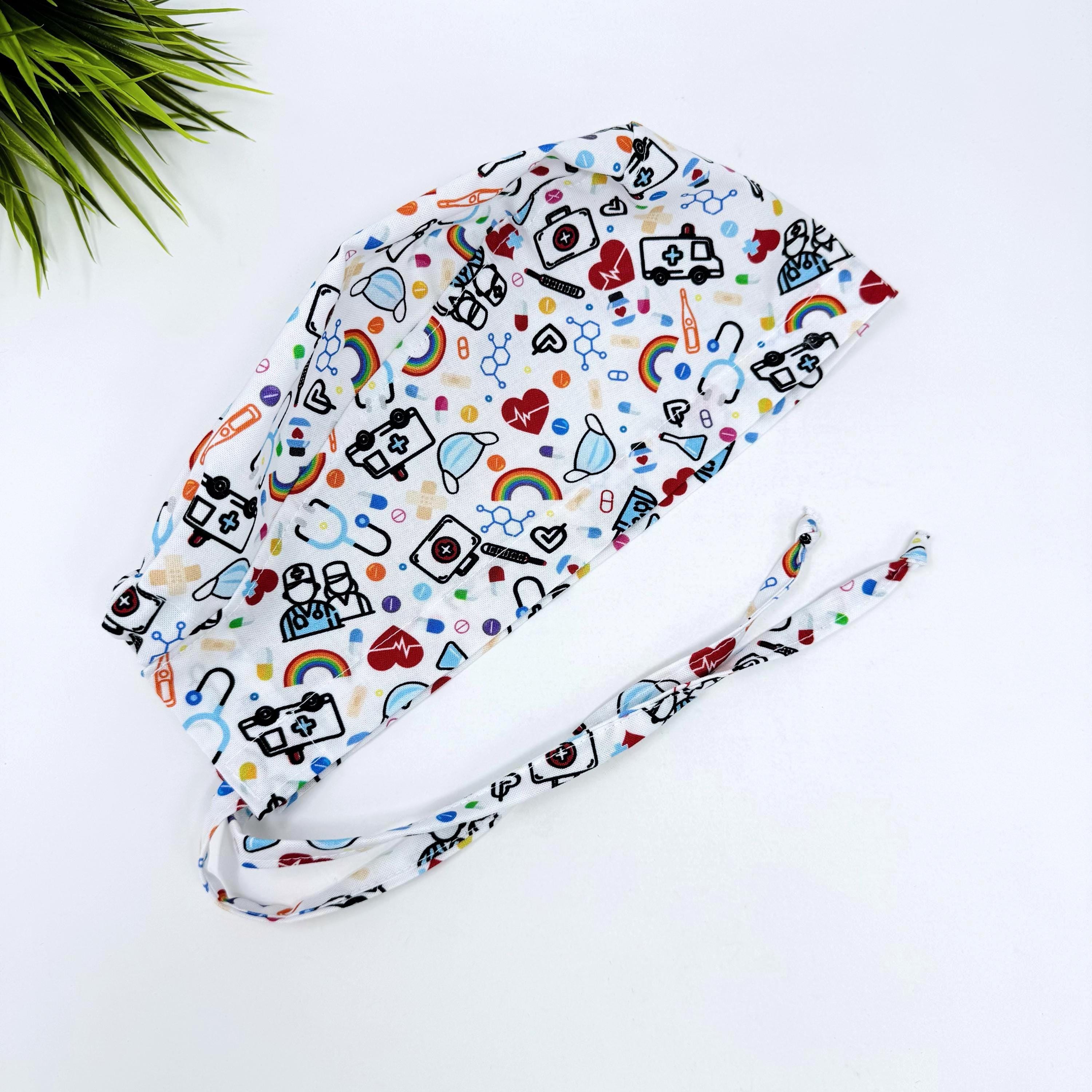 Men's surgical cap. Medical skull tie-back style scrub cap with satin lined option by Paradise Caps.