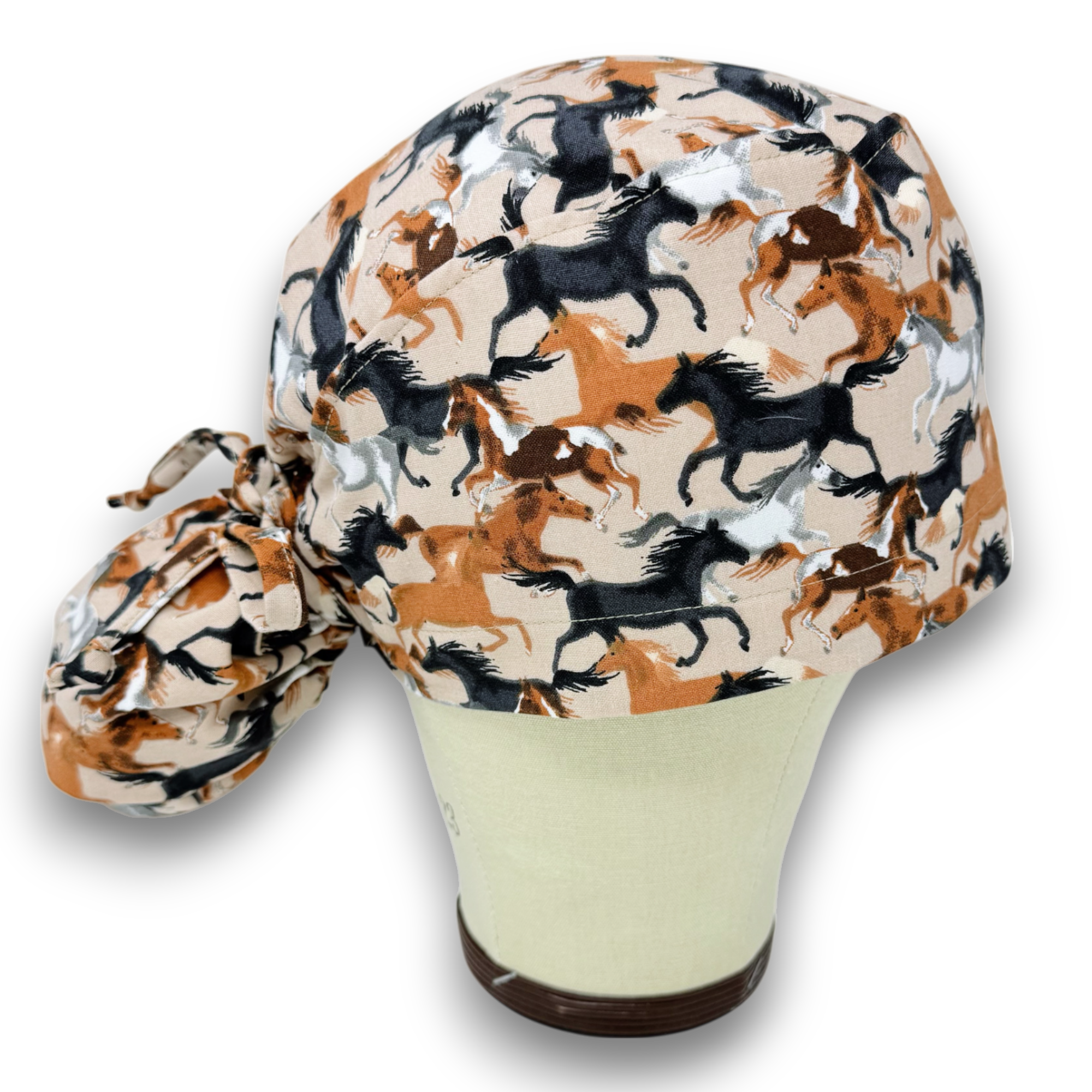 Horse Ponytail scrub cap for women with satin lined option by Paradise Caps.