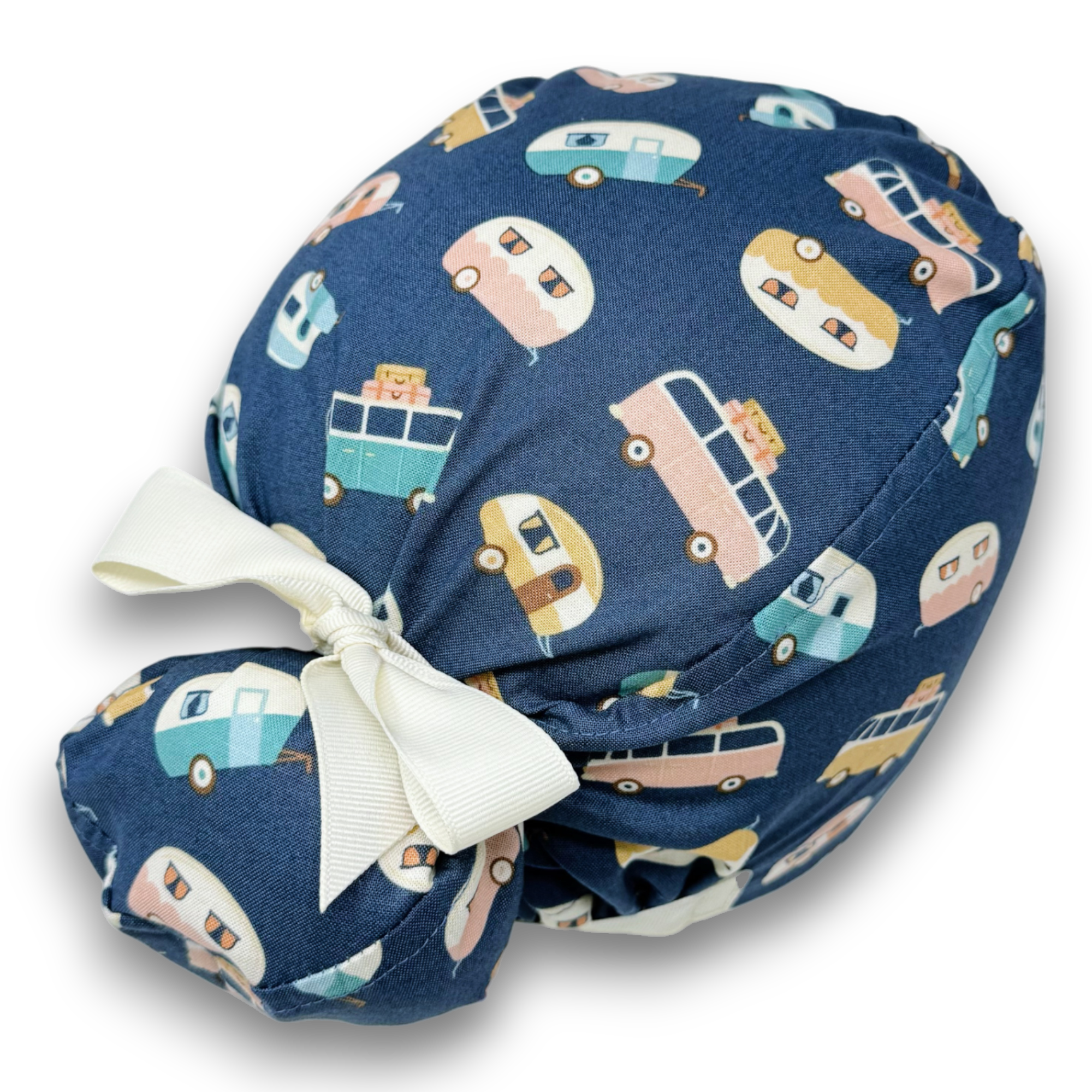 Trailer toss Euro scrub cap with ties for Women, Camping European Surgical cap with Satin Lined Option by Paradise Caps. Euro PLUS style.