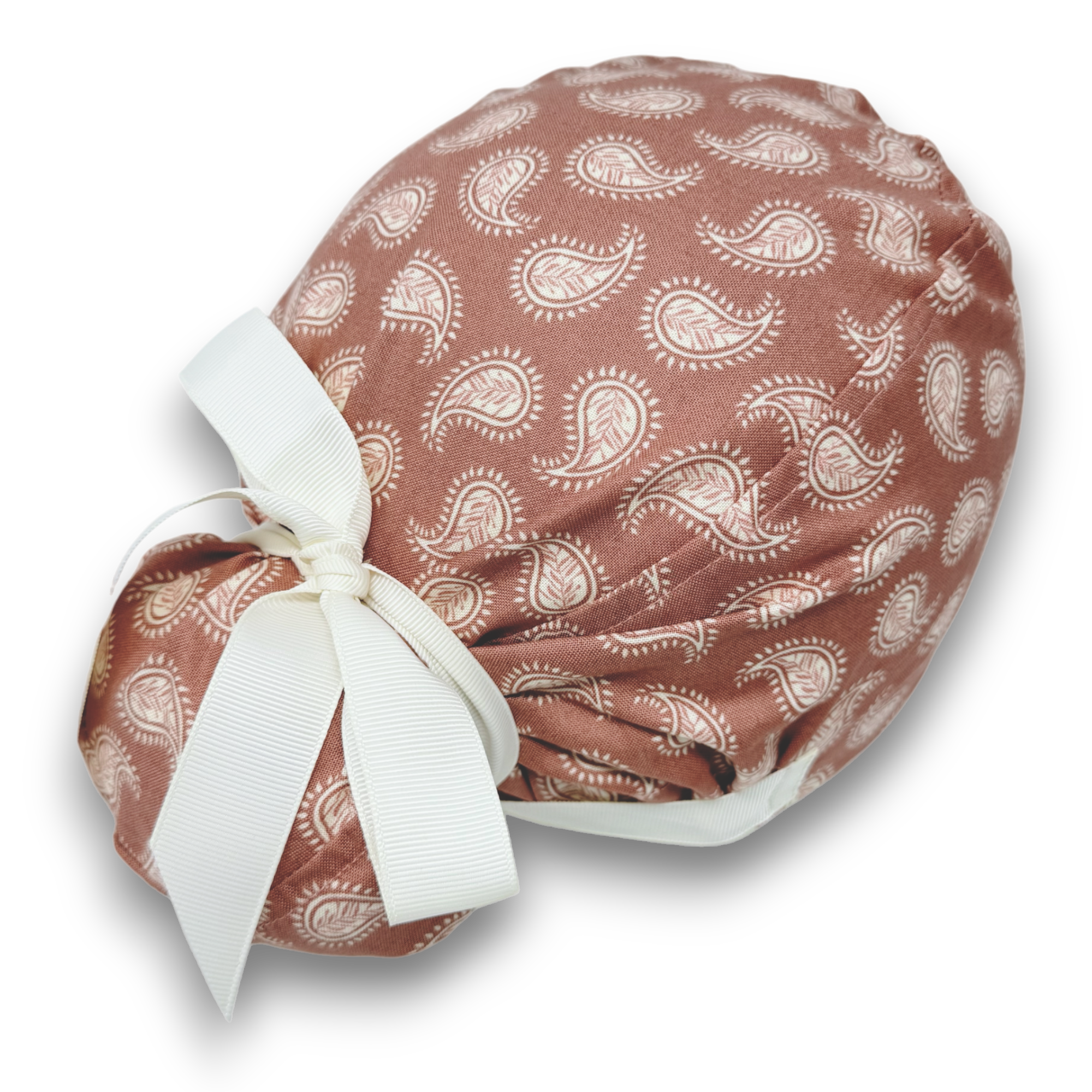 Paisley Print Euro scrub cap with ties for Women by Paradise Caps. Euro PLUS style.