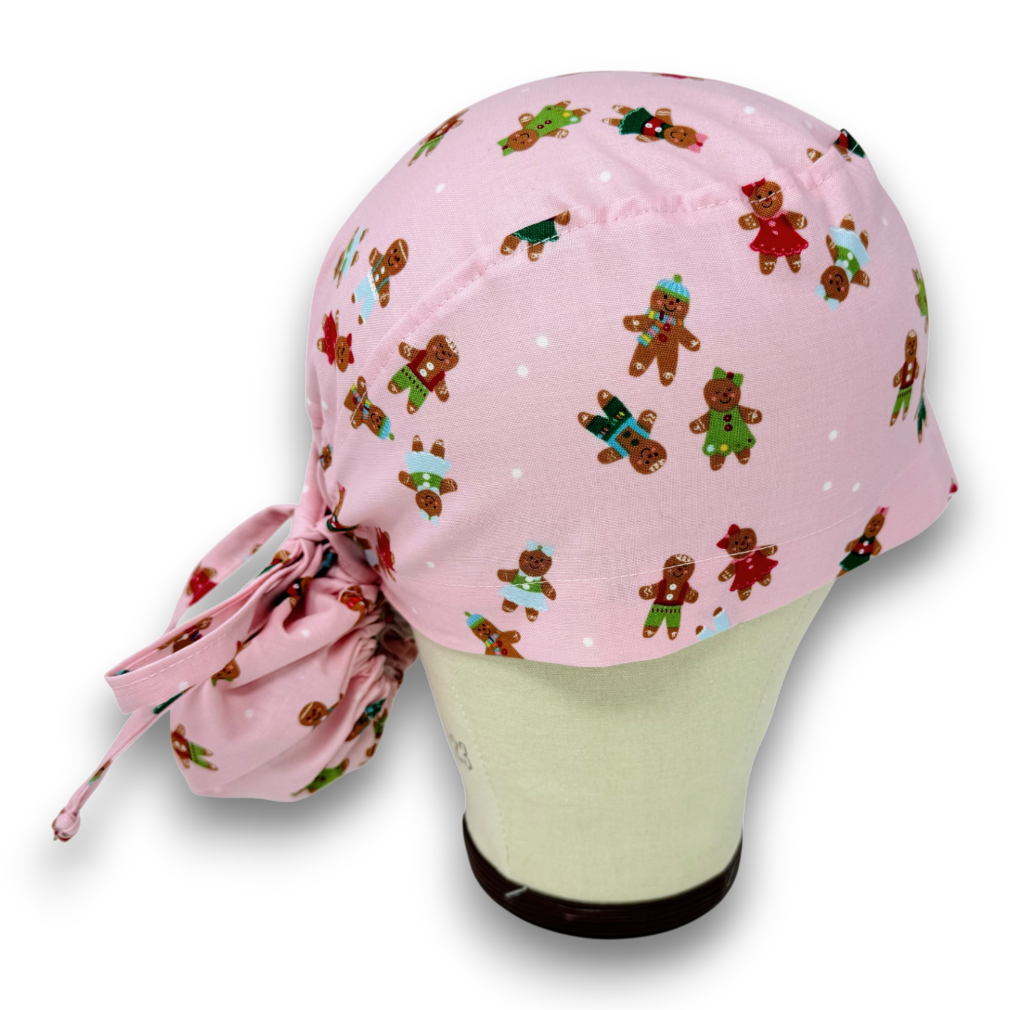 Gingerbread Ponytail scrub cap for women with satin lined option by Paradise Caps.