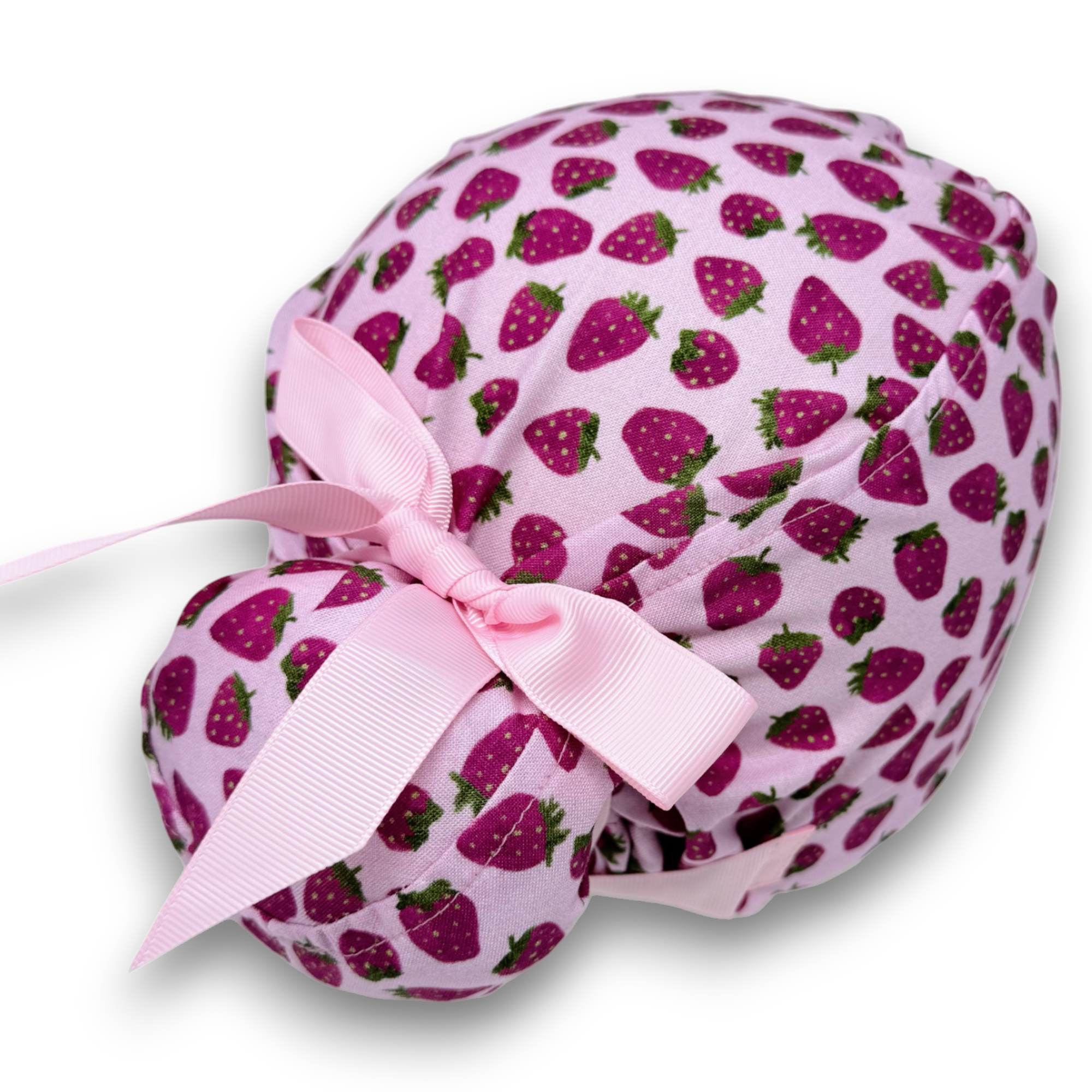 Strawberry Euro scrub cap with ties for Women by Paradise Caps. Euro PLUS style.