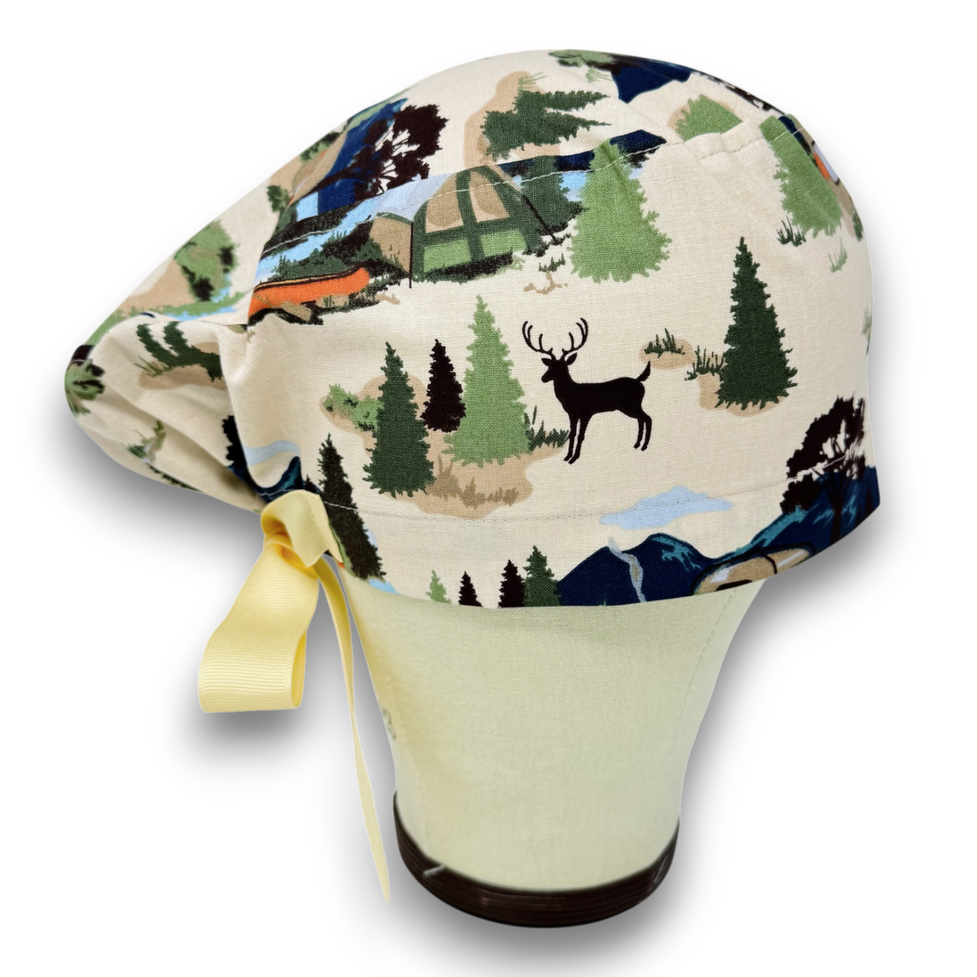 Camping Euro scrub cap with ties for Women by Paradise Caps. Euro PLUS style.