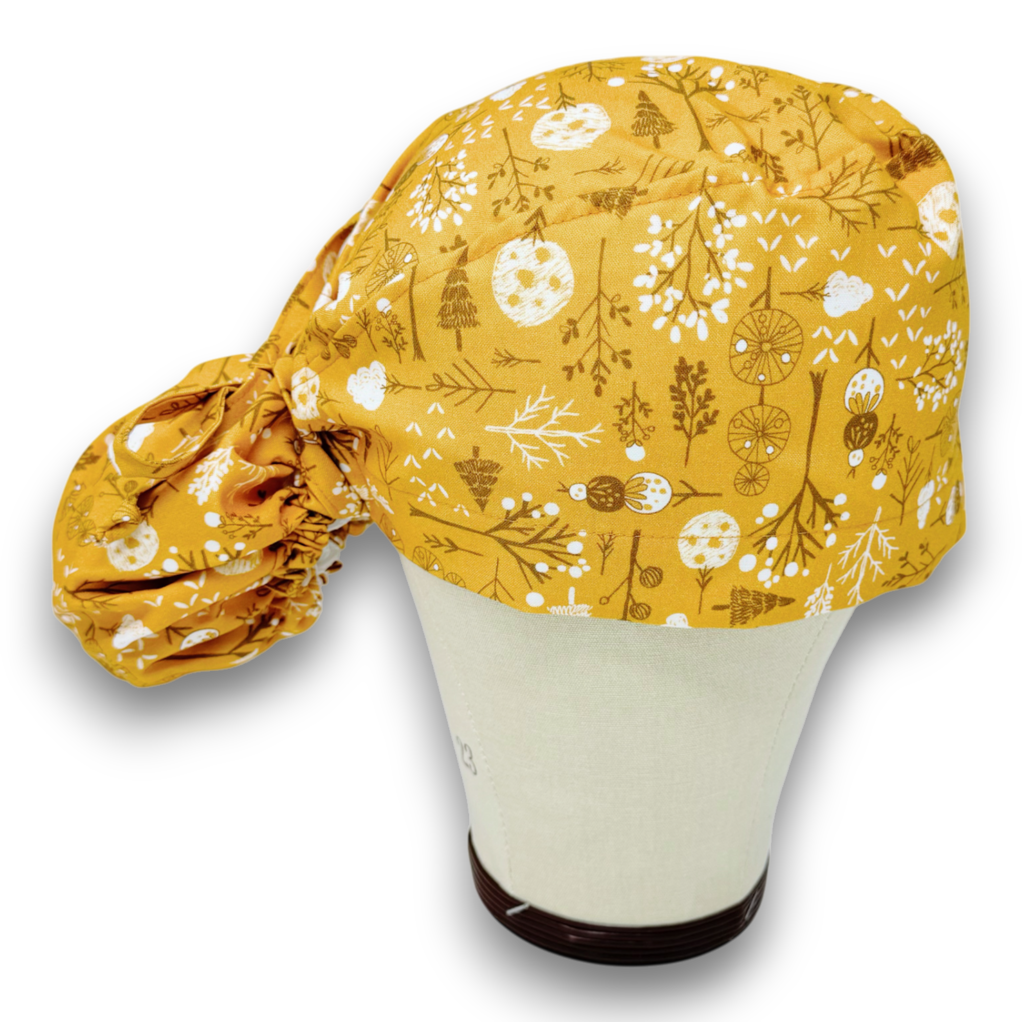 Floral winter Ponytail scrub cap for women with satin lined option by Paradise Caps.