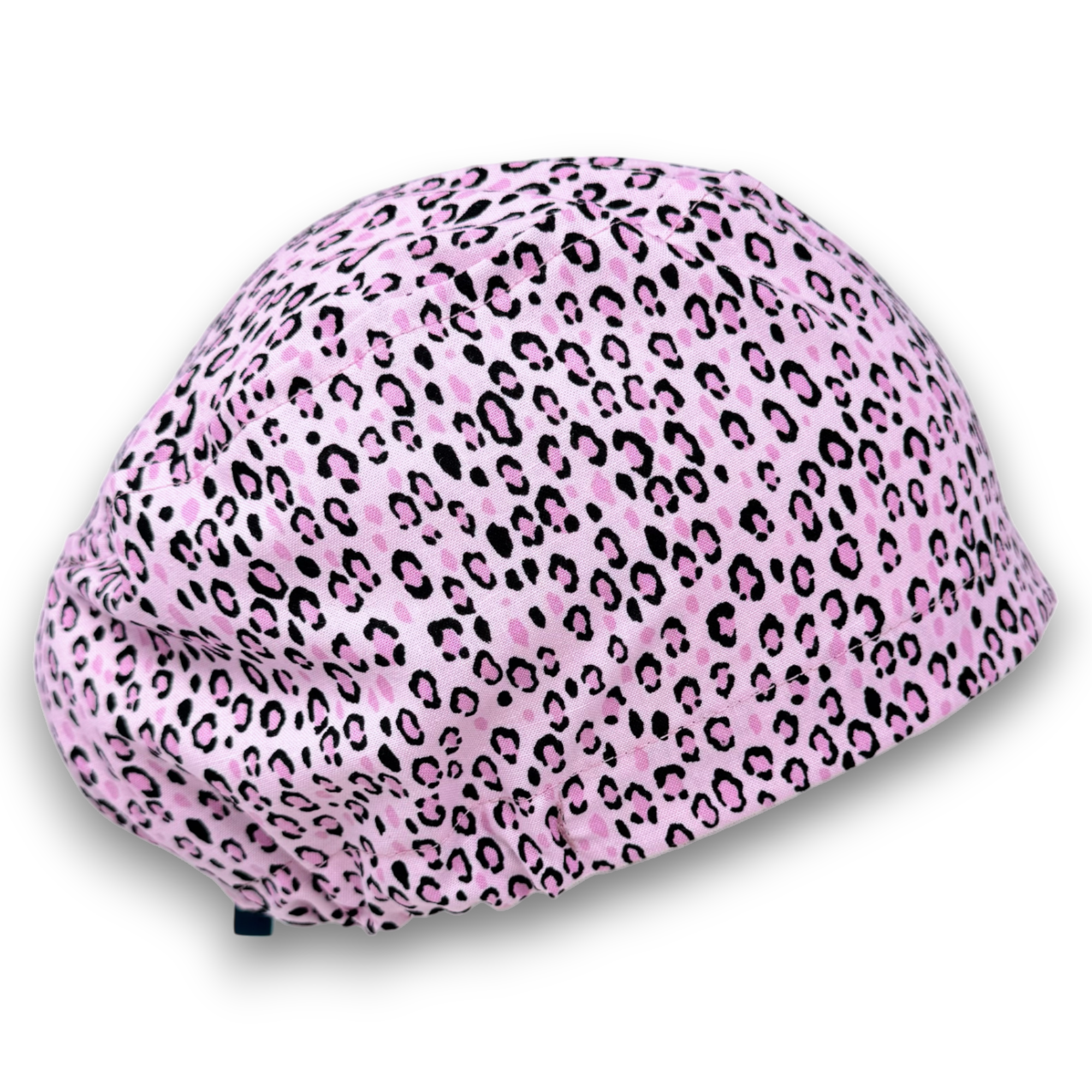 Leopard Euro scrub cap for women with satin lined option by Paradise Caps.
