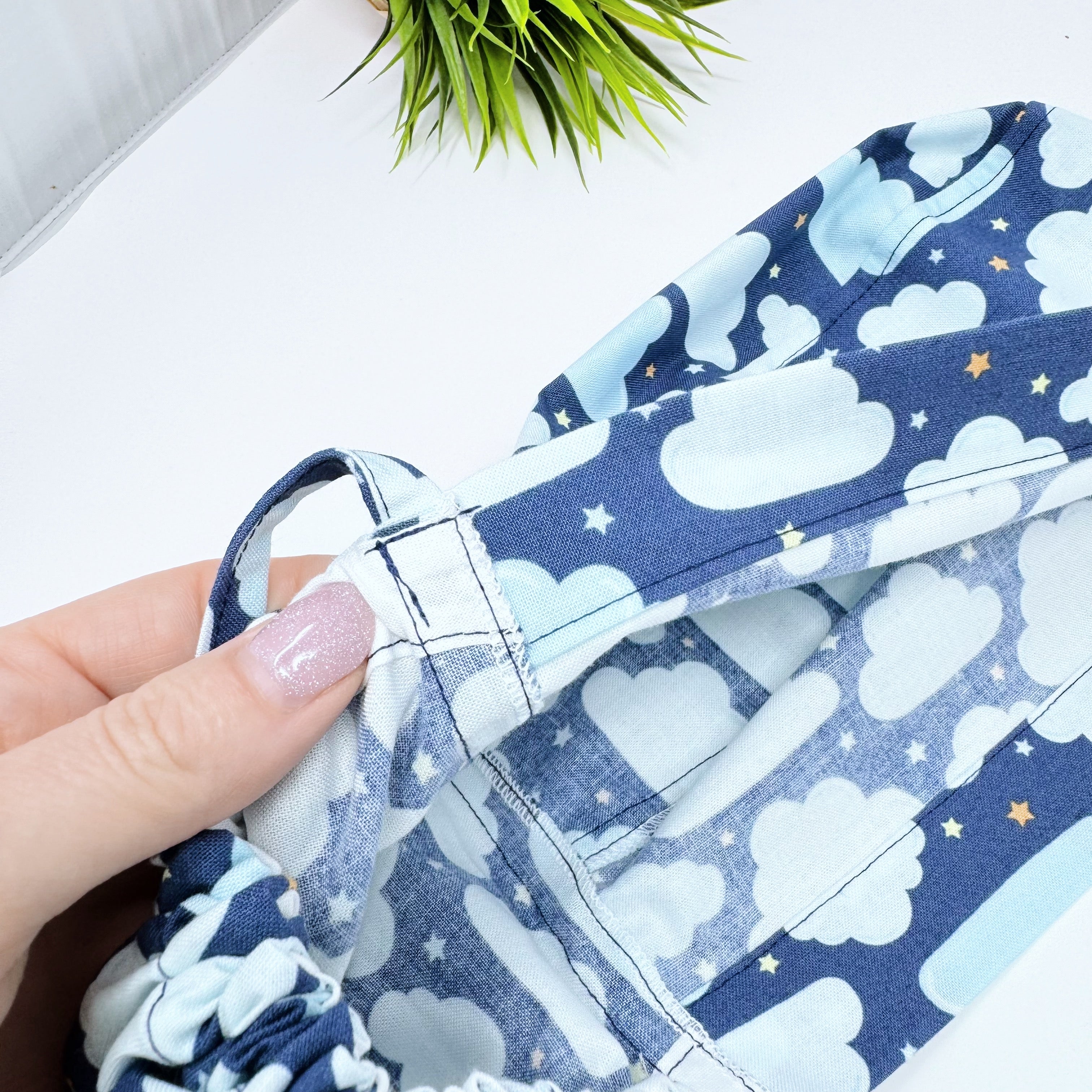 Clouds Ponytail scrub cap for women with satin lined option by Paradise Caps.