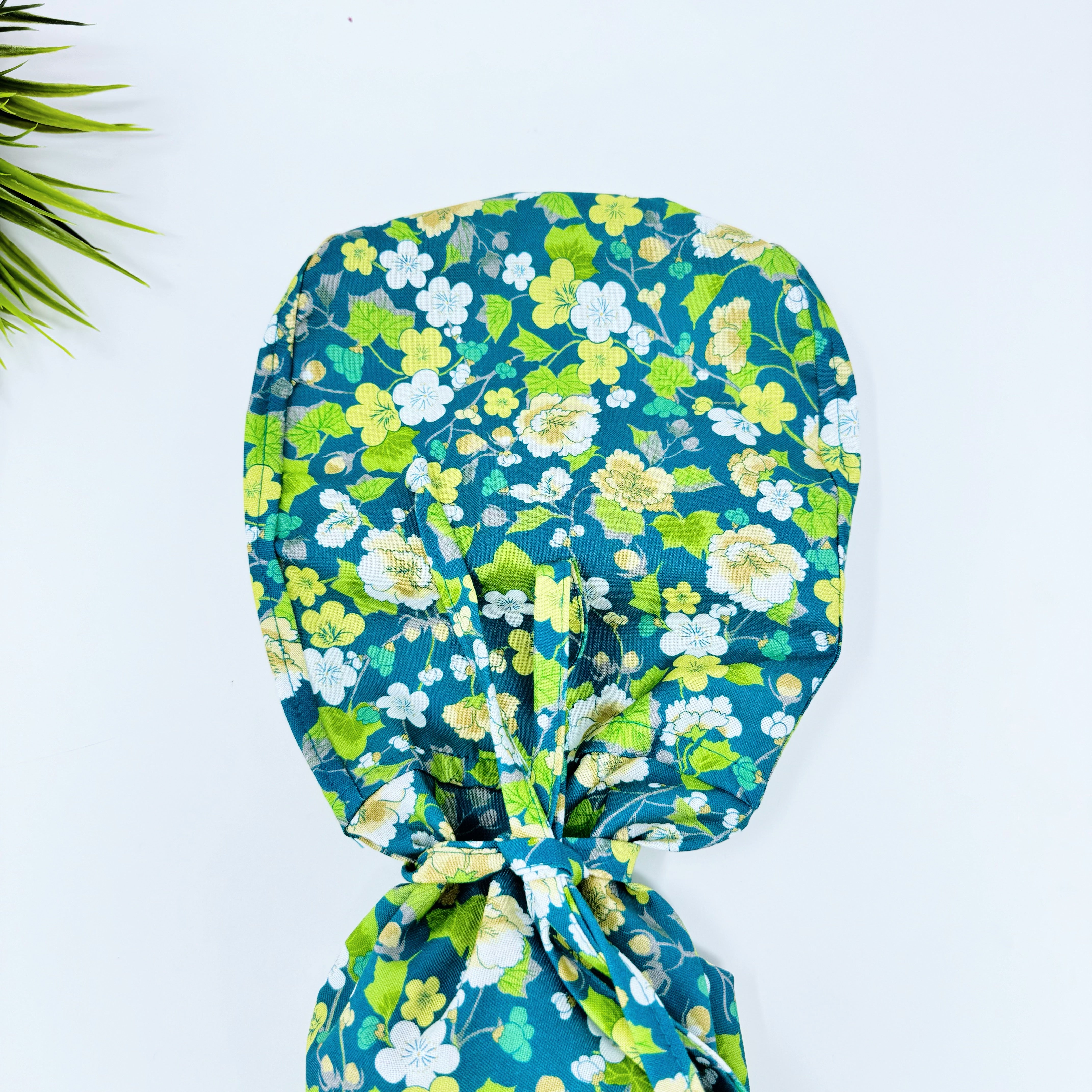 Greenhouse Garden Ponytail scrub cap for women with satin lined option by Paradise Caps.
