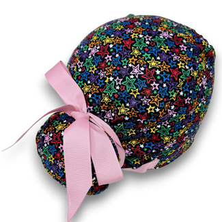Star Euro scrub cap with ties for Women by Paradise Caps. Euro PLUS style.