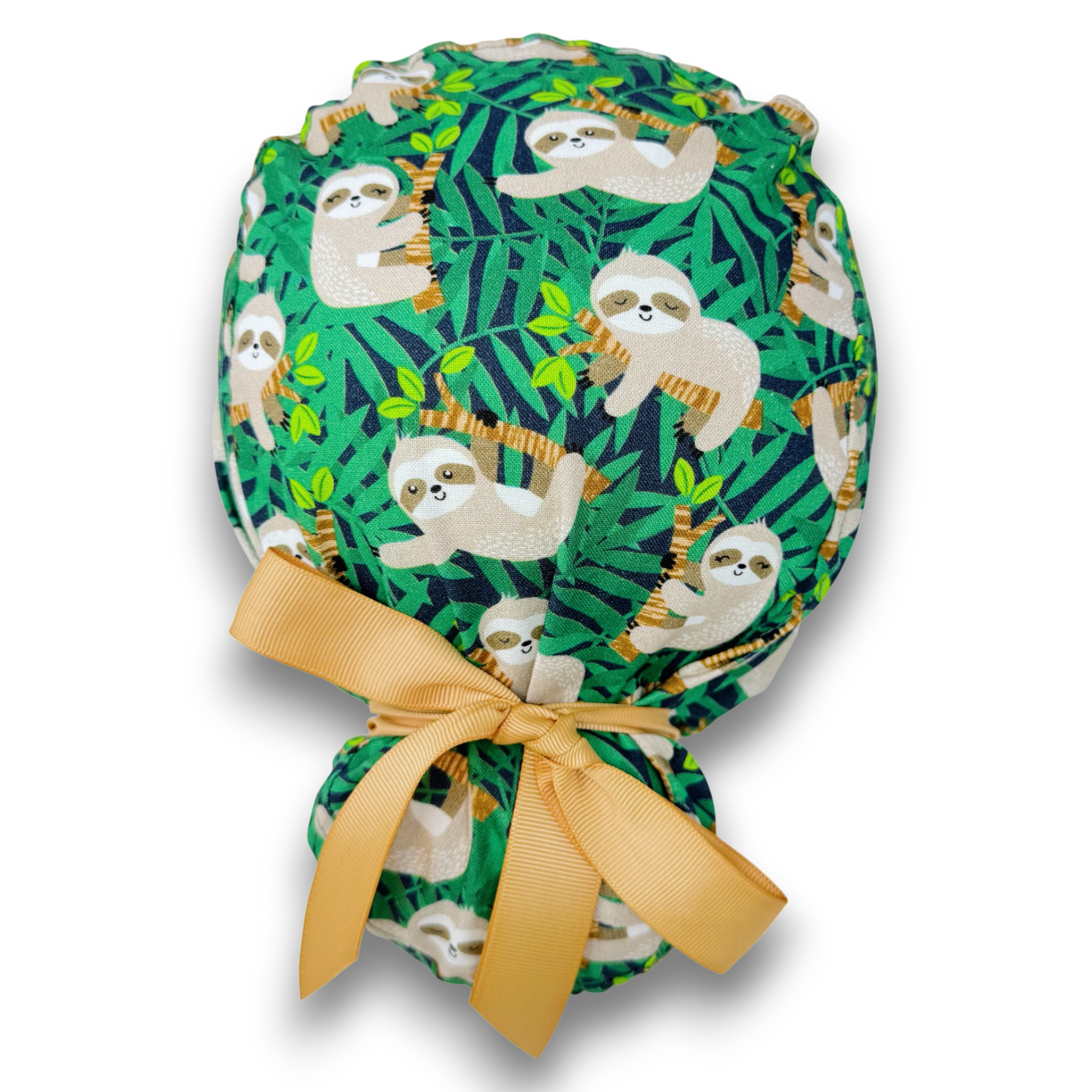 Sloth Euro scrub cap with ties for Women by Paradise Caps. Euro PLUS style.