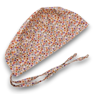 Colorful Hearts Skull tie-back style surgical scrub cap for men by Paradise Caps.