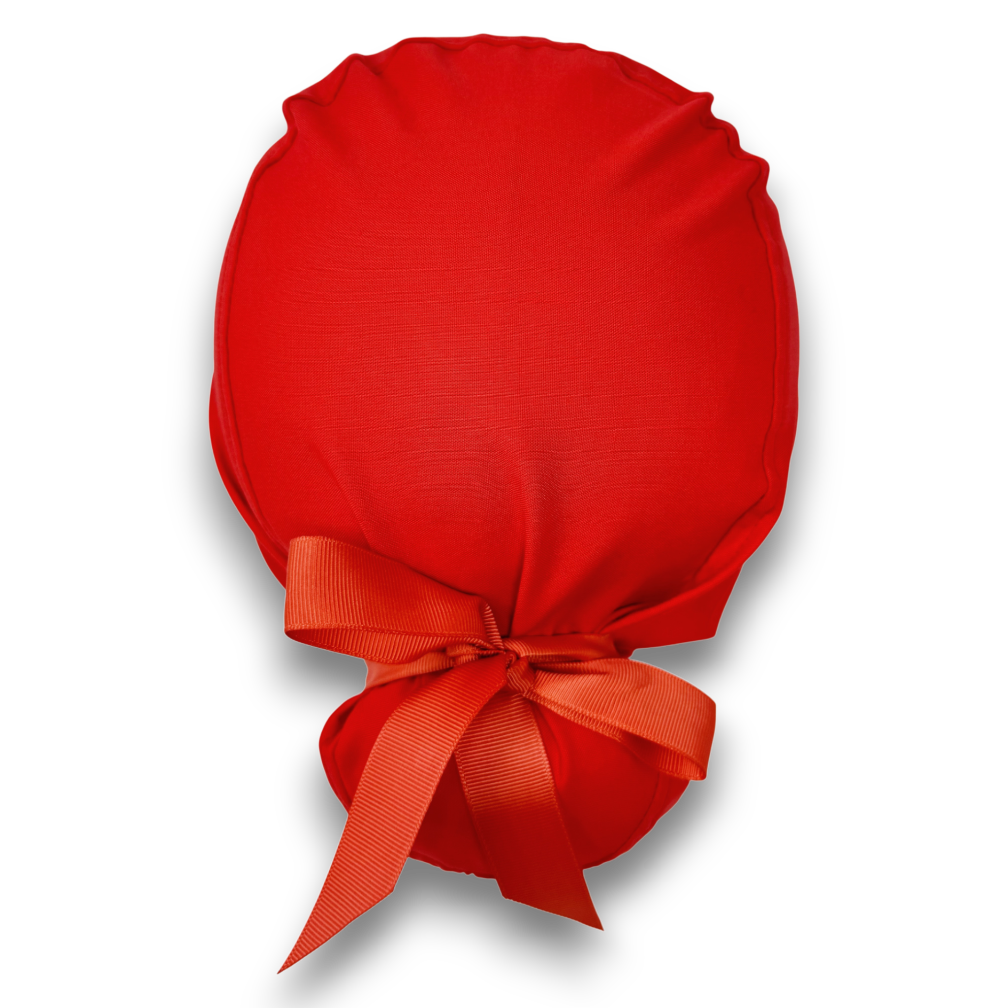 Red Euro scrub cap with ties by Paradise Caps. Solid color Scrub Cap for Women, European Surgical cap with Satin Lined Option.