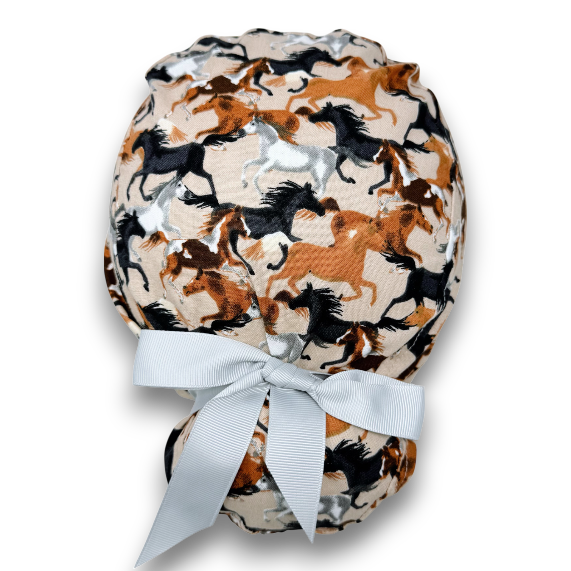 Horse Euro scrub cap with ties for Women by Paradise Caps. Euro PLUS style.