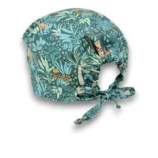 Men's surgical scrub cap. Tropical print skull tie-back style scrub cap by Paradise Caps.