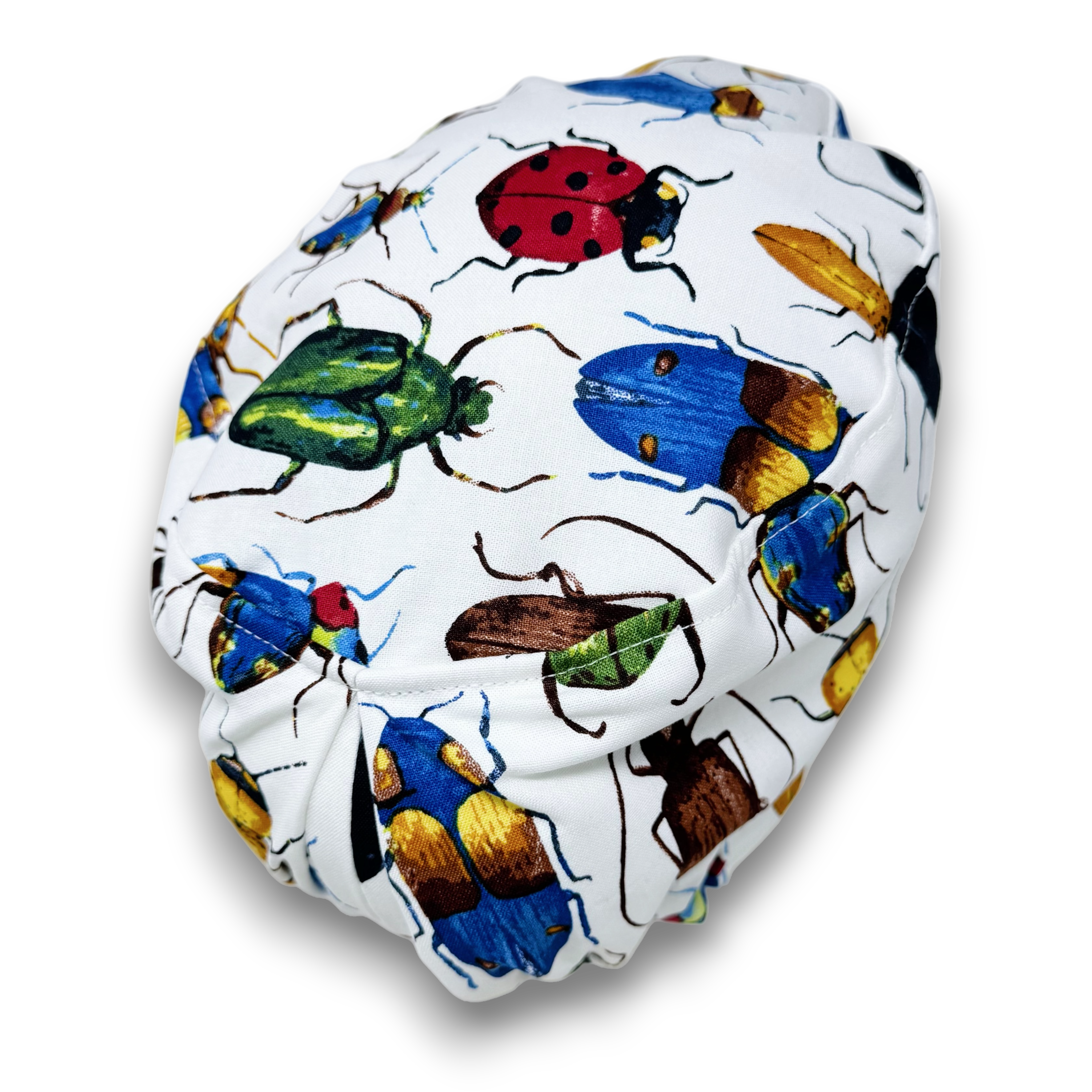 Colorful Beetles European surgical hat with satin lined by Paradise Caps.
