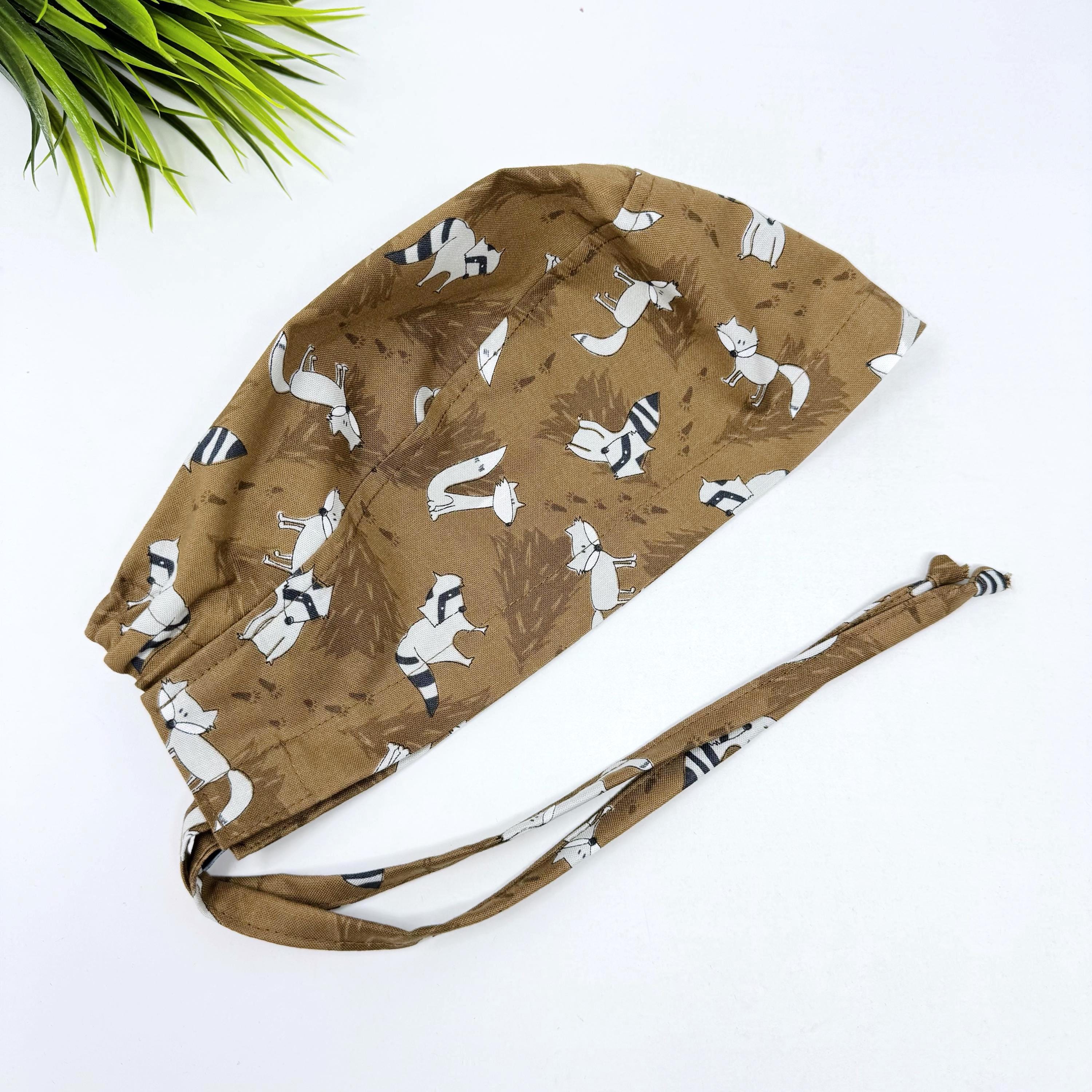 Raccoon men's scrub cap. Funny surgical hat by Paradise Caps.