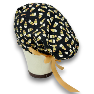 Candy Corn Euro scrub cap with ties for Women by Paradise Caps. Euro PLUS style.