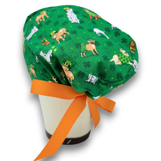 St. Patrick’s Day euro scrub cap with ties for Women by Paradise Caps. Euro PLUS style.